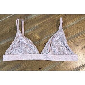 CALVIN KLEIN  Sheer Marquisette Lace Unlined Triangle Bralette Medium Pink